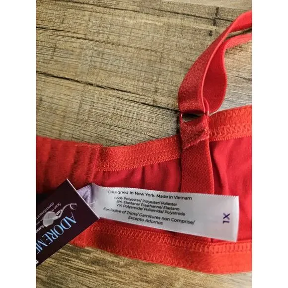 Adore Me Red Satin Gynger Lined Bra Women's Size 1X - Picture 8 of 9